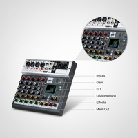 Petit mixeur audio professionnel 6 canaux avec 99 effets DSP, contrôleur DJ/console audio pour studio d'enregistrement et diffusion en direct