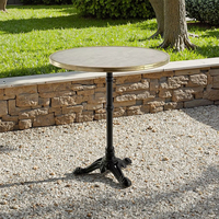 Table à manger blanche de style français moderne avec base en métal doré, écologique, résistante aux intempéries, pour usage extérieur en hôtel