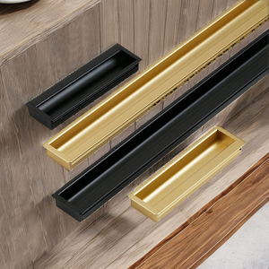 Siyah Gömme Çekme Dolap Kapı Kolu 1000mm Uzun Saplı Dolap Çekmece Kolları Alüminyum Alaşımlı Özel Kapı Kolları - Product Image 3