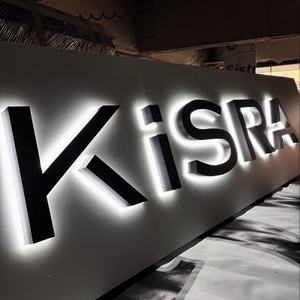 Letrero minimalista de alta gama para tienda, de <span class=keywords><strong>acero</strong></span> inoxidable negro con retroiluminación acrílica para publicidad en la fachada de la tienda. - Product Image 2