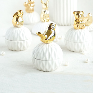 Nordic Golden <strong>Ceramic</strong> Animal <strong>Jewelry</strong> Storage <strong>Box</strong> Necklace Ring Earrings Makeup Mini Desktop Makyaj Organizer - Product Image 3