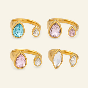 NUEVA PENDIENTE DE PULSERA BOHO DE VERANO CON ZIRCÓN EN FORMA DE LÁGRIMA, ESTILO MAR EGEO, Dazan INS, Chapado en Oro de 18k, Acero Inoxidable, Joyería para Mujer - Product Image 2