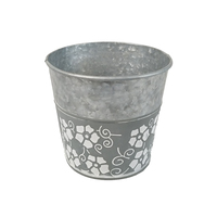 Décoration de balcon extérieur et intérieur logo gaufré personnalisé fleur en métal zingué pot seau petit jardin planteur pots de décoration d'herbes