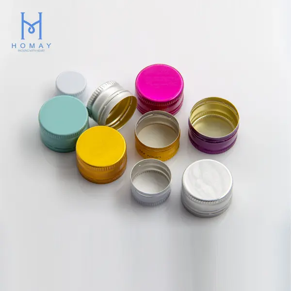 Гофрированная упаковка, оптовая продажа, индивидуальные цветные алюминиевые колпачки для стеклянных бутылок 18 мм