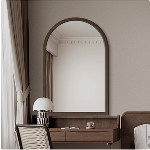 Miroir pleine longueur arqué avec cadre large brun foncé, <span class=keywords><strong>à</strong></span> fixer au mur ou <span class=keywords><strong>à</strong></span> poser au sol, pour chambre <span class=keywords><strong>à</strong></span> coucher, décoration intérieure, vente en gros - Product Image 4