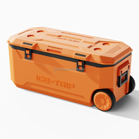 Glacière Orange Grande Capacité 160L – Boîte Isotherme Innovante pour Camping en Plein Air avec Ouverture par le Dessus