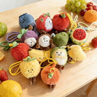 Porte-clés en peluche mignon en forme de fruit, breloque de sac en forme de légume simulé, pendentif doux et moelleux, cadeau pour sac à dos et accessoire de sac à main