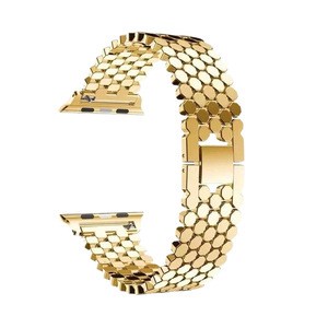 Bracelet de montre en métal pour Apple Watch, design en maille de 20 mm, boucle à pression, noir, argent, or, or rose - Product Image 3