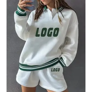 Logo personalizzato abbigliamento sportivo tute corte felpe e pantaloncini da donna set set corti da donna all'ingrosso