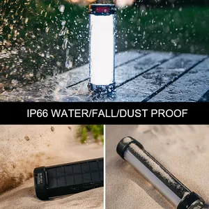 High Quality Ip66 Portable 6000mAh Power Bank Camping Lights Rechargeable Flashlights Multi-function LED Solar Camping Lanterns