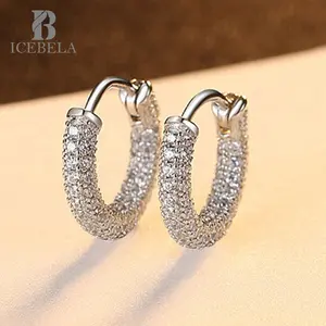 Wholesale Fine Jewelry Ear Clip Korean Style Light Luxury S925 Sterling Silver Earring Zircon Inlaid Hoop Earrings For Girls