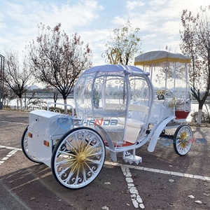 Chariot de mariage blanc à bas prix, style calèche, avec 4 roues, chariot citrouille, rideau de pluie personnalisable - Product Image 2
