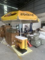 Stand promotionnel portable en métal pour l'extérieur, stand d'exposition, table de promotion avec parasol
