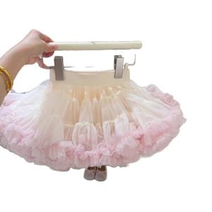 Girls Puffy Princess Skirt Mesh Ballet Tutu Apricot Color For Baby Girl Dancewear - Product Image 5