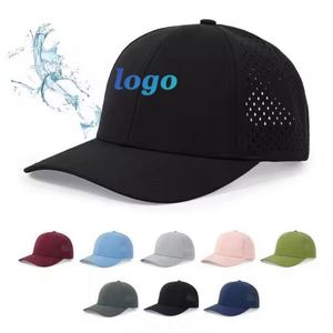 Wholesale in Stock Factory Customized Laser Perforated Hat Hight Quality 6 Panel Waterproof Baseball Cap - Product Image 1