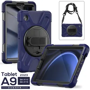 Heavy duty shockproof tablet grip case for Samsung Tab A9 8.7' X110 X115 full body protection cover with carry strap