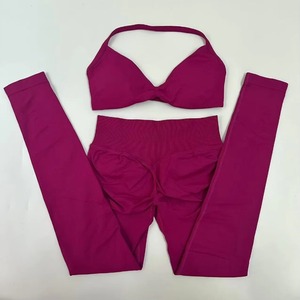 Nahtloses Yoga-Set für Damen, Workout-Scrunch-Leggings-Set, Sport-BH mit Trägern, Fitness-Gym-Kleidung, Workout-Set, 2-teilig - Product Image 4