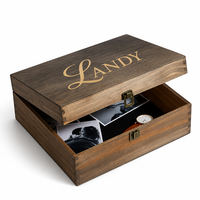Boîte à album en bois personnalisée avec logo, finition vintage artisanale, coffret de souvenir, coffre de rangement pour la photographie de mariage