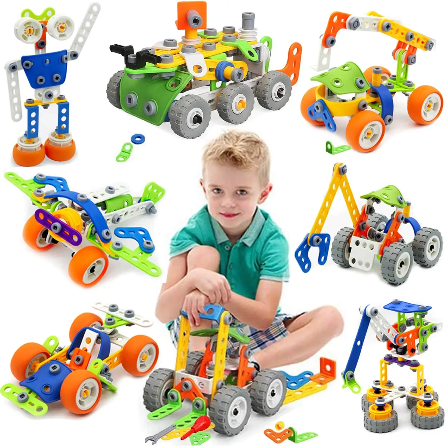 Hot Sale Amazon 165PCS Stem Vehicle Block Kit Self-assembling Car Educational Scientific building blocks Toys