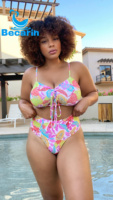 Bikini à taille élastique personnalisé maillot de bain effronté maillot de bain coloré grande taille pour femmes