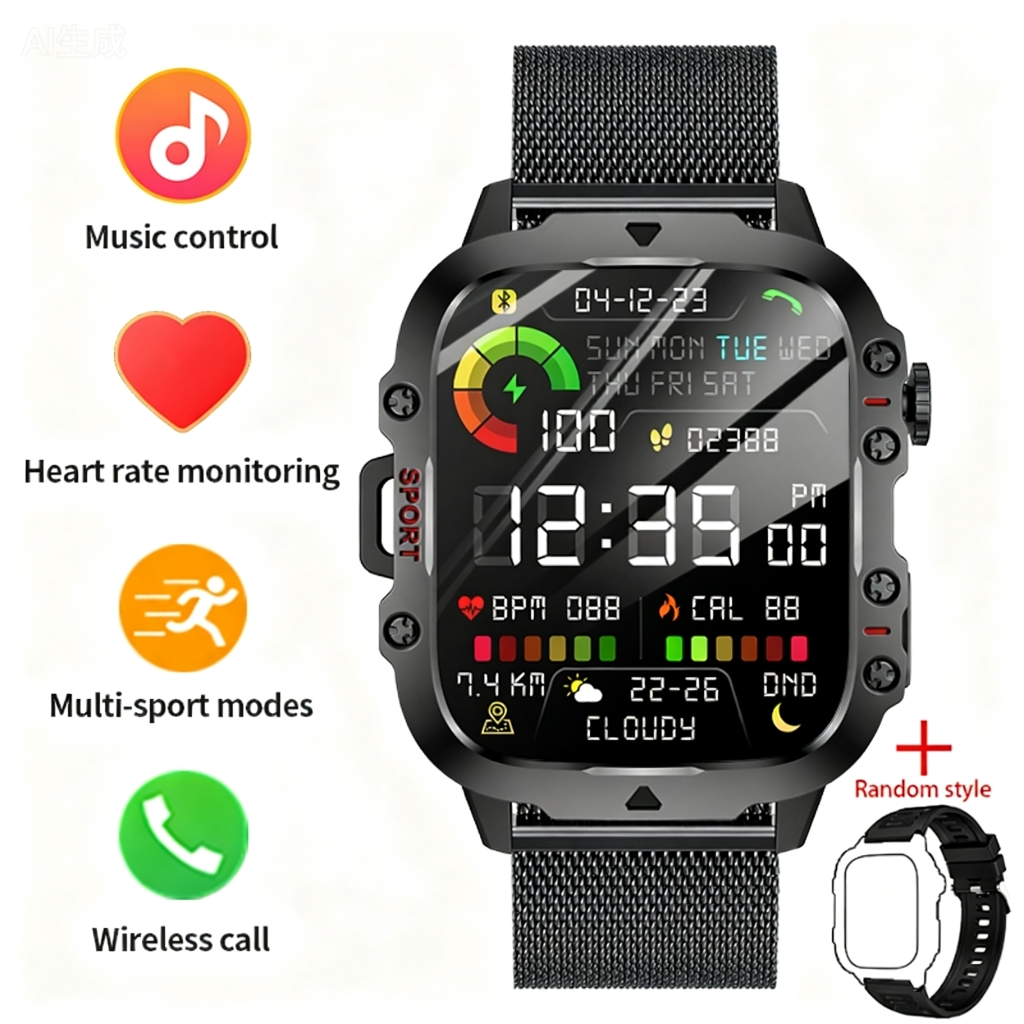 C - Black mesh steel + gift strap