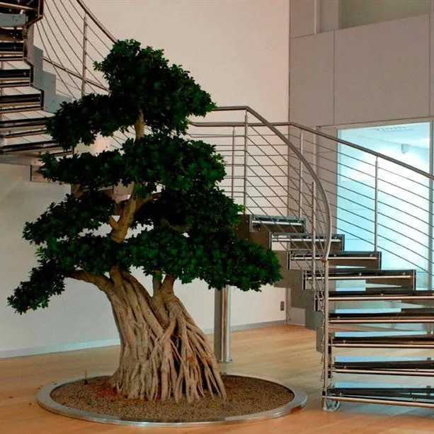 Conception de balustrade d'escalier en fer forgé personnalisé de luxe, conception d'escalier en demi-cercle