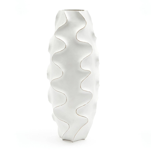 Vase décoratif artisanal blanc 6X17 pour salon en céramique et porcelaine - Product Image 2