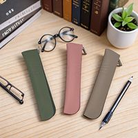Estuche Delgado para Lápices de Cuero PU RR, Diseño Mini, Cierre Duradero, para Uso Escolar y de Oficina, 20x4.5cm