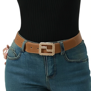 Cintura Angelina in Pelle PU 4cm X 110cm con Fibbia Quadrata, Cintura Casual alla Moda per Donna - Product Image 1