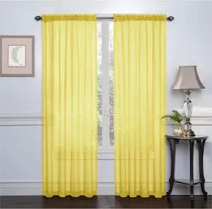 2-Piece Sheer Panel mit 2 "Rod Pocket - Window Curtains 54-zoll Width X 84-zoll Length (Yellow)