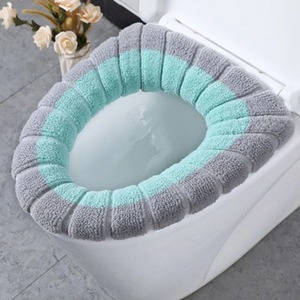 Tapis de toilette portable en tricot coloré, épais, lavable, anti-gel, housse de siège de toilette universelle, accessoires de salle de bain - Product Image 1