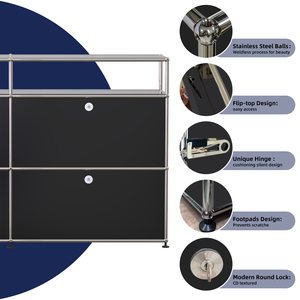 Tủ bếp màu đen, tủ bếp phong cách giữa thế kỷ tối giản, đồ nội thất mô-đun đa năng, Tủ lưu trữ tùy chỉnh - Product Image 2
