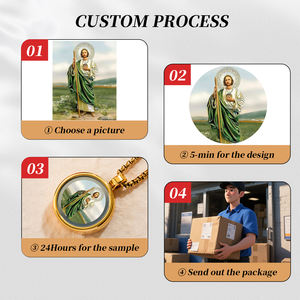 GIVELUCK hıristiyan 3D el-boyalı aziz Jude Thaddaeus Tsatsa kolye 18K altın kaplama paslanmaz çelik Medal madalya kolye - Product Image 4