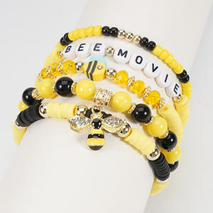 Ensemble de bracelets perlés sur le thème des abeilles avec pendentif de dessin animé pour enfants et filles, bijoux fantaisie, cadeau fabriqué en Chine - Product Image 4