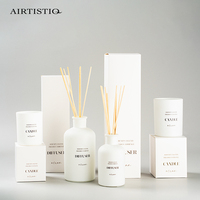 Luxueux coffret cadeau de bougie parfumée roseau en verre céramique mate vente chaude pour les vacances Diwali et la fête des pères pour les bars