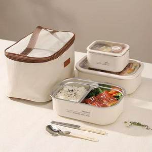 Boîte à <span class=keywords><strong>lunch</strong></span> écologique en acier inoxydable 304 de qualité alimentaire, couvercle en <span class=keywords><strong>verre</strong></span> hygiénique, hermétique, anti-fuite, sans BPA, boîte bento - Product Image 1