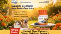 Comprimés de Soin Oculaire et de Soutien Hépatique à la Lutéine et aux Myrtilles pour Chiens et Chats - Absorption Rapide, Élimination Douce des Taches Lacrymales