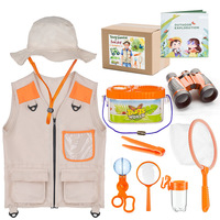 Kit d'exploration pour enfants : Gilet, chapeau, guide d'aventure pour attraper les insectes, chasse au trésor, costume de déguisement mignon en tissu pour garçons et filles de 8 à 13 ans