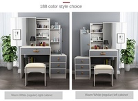 Table de toilette moderne en contreplaqué de chêne avec miroir réglable et armoire de rangement pour chambre à coucher - Design écologique