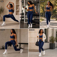 Ensemble de yoga 2 pièces pour femme avec logo personnalisé, soutien-gorge de sport et leggings taille haute, vêtements de sport pour l'entraînement, la remise en forme et la gym
