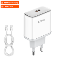 Chargeur rapide LDNIO Q1415 45W, chargeur GaN PD3.0 PPS, câble rétractable, prise US/UK/EU, protection anti-feu, chargeur portable