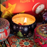 Bougie parfumée à l'huile essentielle de soja, avec diffusion d'arômes d'aromathérapie - Cadeau de Noël, coffret de quatre pièces