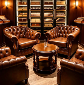 Muebles de Lujo para <span class=keywords><strong>Bar</strong></span> de Cigarros, Sillón de Cuero con Tapicería de Diamantes, Vitrina de Cigarros de Vidrio para <span class=keywords><strong>Bar</strong></span> de Whisky, Club de Caballeros - Product Image 1