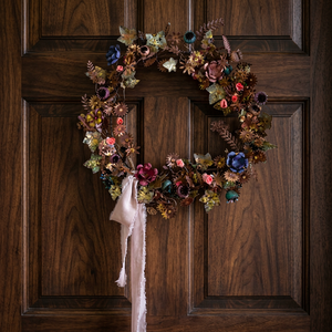Corona Floral Hecha a Mano, Decoración Bohemia Circular para Colgar en la Pared, Arte de Fibra Vegetal para Adornos Navideños del Hogar - Product Image 6