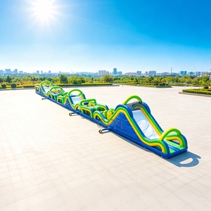 Parcours d'obstacles gonflable géant commercial avec mur d'escalade pour enfants et adultes, idéal pour événements et fêtes en extérieur, location de structure gonflable longue pour course. - Product Image 6