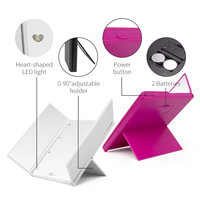 Miroir cosmétique de maquillage à lumière LED de poche à 3 voies avec lumières LED logo de personnalisation Mini 360 pliable compact petit