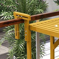 Table de garde-corps de balcon, table suspendue pliante extérieure/bureau, table de bar de balcon en bois de bambou réglable en hauteur pour économiser de l'espace