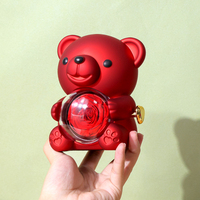 Boîte à bijoux rotative haut de gamme en forme d'ours en peluche, motif floral rose, fleur éternelle préservée, cadeau pour maman, petite amie, festival