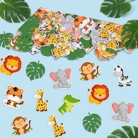 Confettis animaux de la jungle multicolores pour baby shower, jetables, pour la décoration de table intérieure, fête d'anniversaire pour enfants