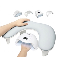 Coussin à ongles ergonomique professionnel en forme de U avec revêtement en cuir PU, pliable, pour le soutien des mains, compatible UV, design peu encombrant